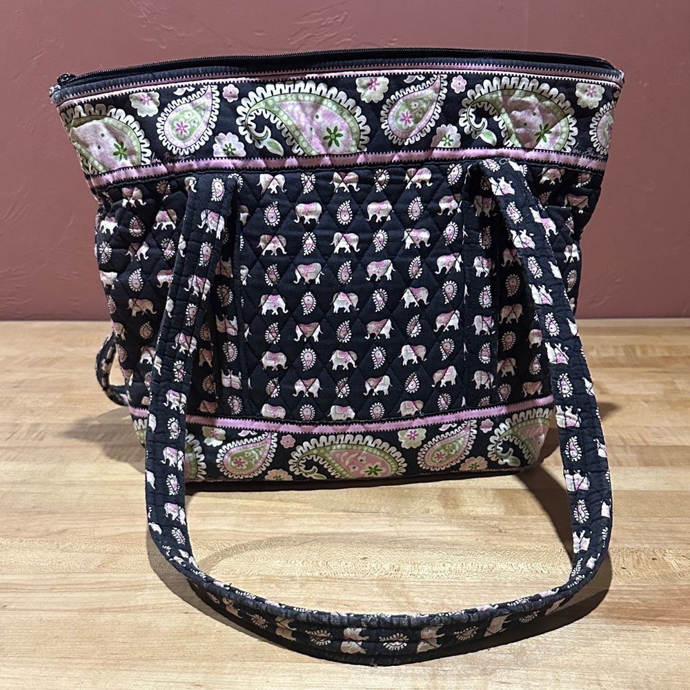 Vera Bradley Elephant Tote + tiny wallet [rare pink black]